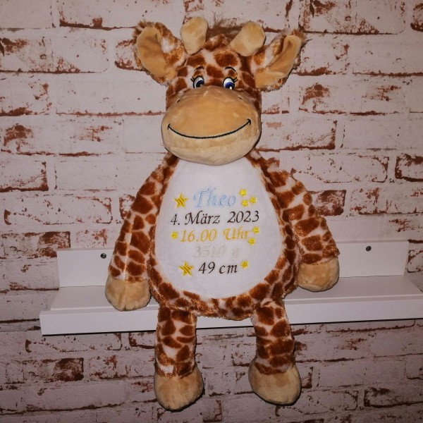 Giraffe Stofftier mit Wunschdaten